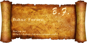 Buksz Ferenc névjegykártya